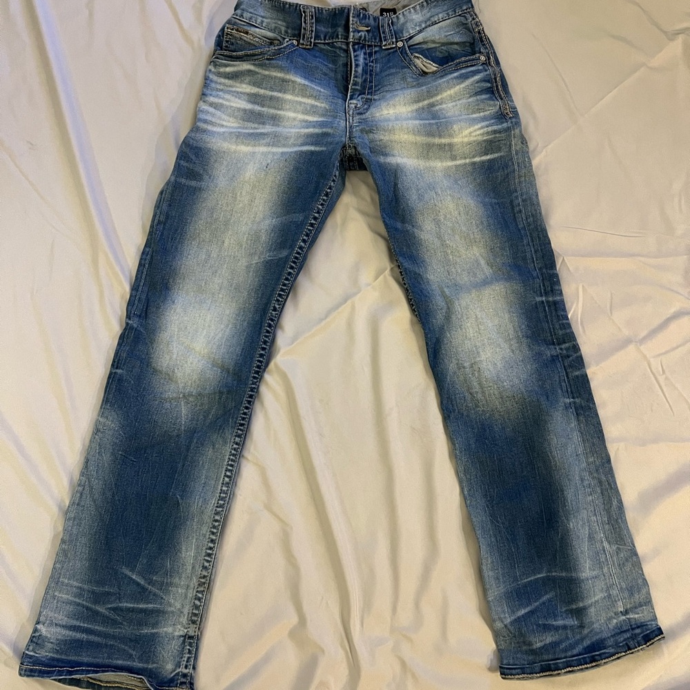 Buckle Men's Faded Blue Bootcut Jeans